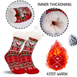 Fuzzy Slipper Socks for Women Christmas Winter Fluffy Warm Cozy Cabin Soft Fleece Sherpa Lined Holiday House Grippers Grips Non Slip Skid Comfy Thermal Thick Wool 9-11, Stocking Stuffers Gifts for Mom