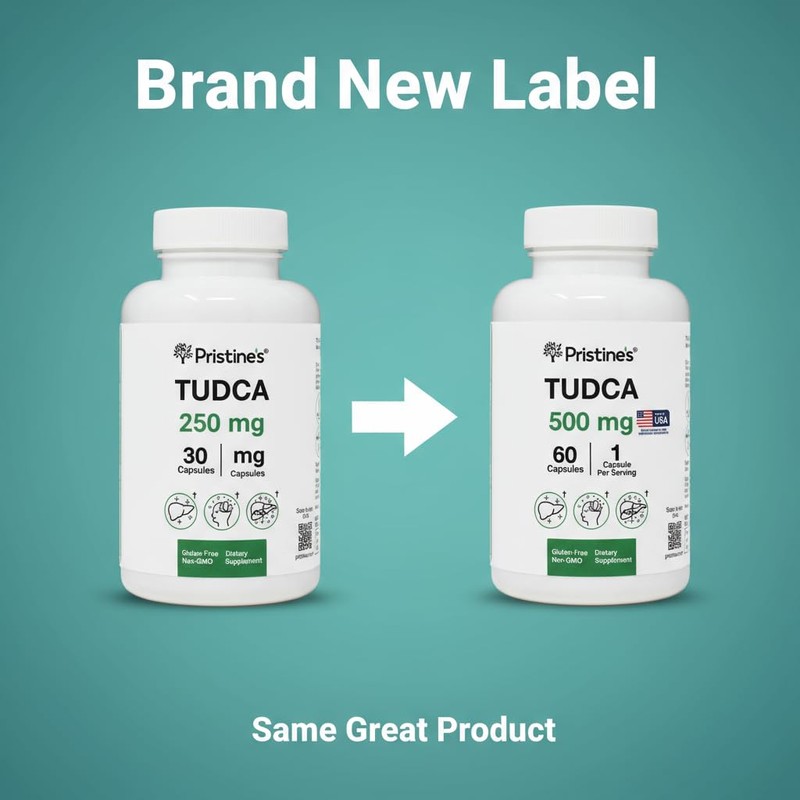 PRISTINE'S Tudca 500MG Liver Support & Purified Bile Salts Supplement