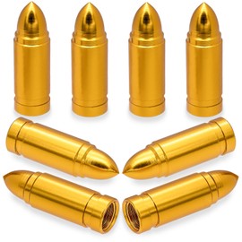 MEAJOO 8PCS Bullet Style Tire Valve Stem Caps, Corrosion Resistant, Universal Aluminium Alloy Dustproof Tire Valve Stem Covers for Cars, SUV, Trucks, Bikes, Motorcycles, Bicycles(Gold)