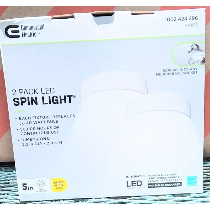 Commercial Electric 54692141 Spin Light 5 in. White LED Ceiling