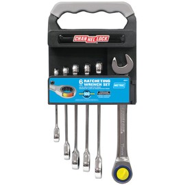 Channellock 38041 Ratcheting Wrench Set Metric On Rack, 6-Piece, Silver