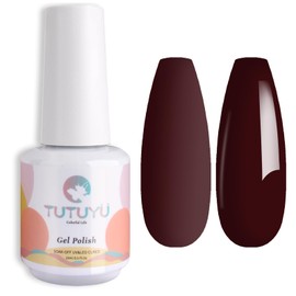 TUTUYU Maroon Red Gel Nail Polish, 0.51 Fl Oz UV/LED Soak Off Burgundy Red Gel Polish for Manicure Salon or Nail Art Starter,Dark Red Winter Christmas Holiday Color Gel - GP0052