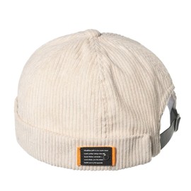 Unisex Docker Cap Hats, Soft Cotton Skullcap Beanie, Brimless Worker Sailor Cap, Adjustable Retro Rolled Cuff (UK, Alpha, One Size, Buckle-Beige)