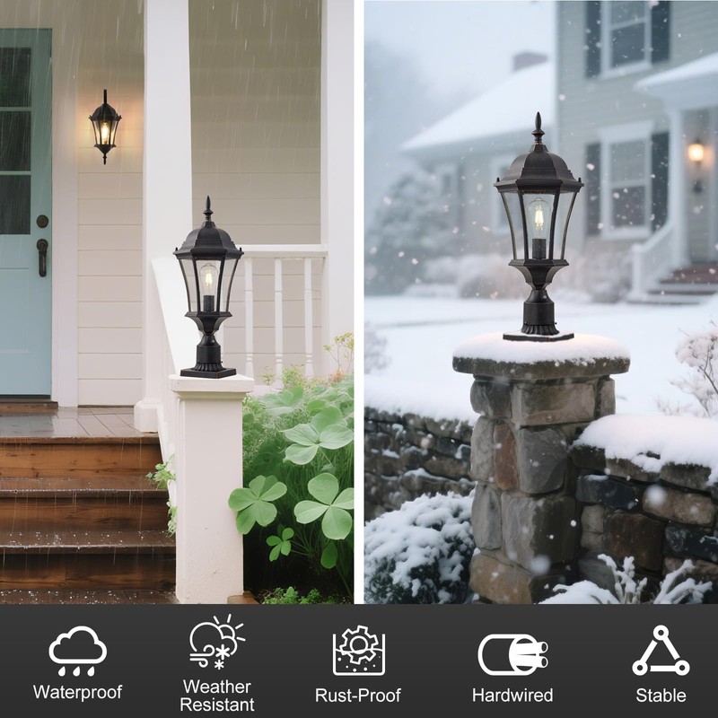 GOALPLUS 24" Outdoor Post Light with Dusk to Dawn Sensor,