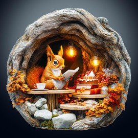 KaayeeWood Wooden Puzzle for Adults, 3D Vision Effect Cave Squirrel Wooden Puzzle, Unique Wooden Puzzle with Gift Box, Gifts for Children and Adults (34 x 33.4 cm, 300 Pieces)