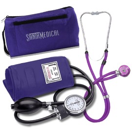 Santamedical Adult Deluxe Aneroid Sphygmomanometer with Stethoscope - Blood Pressure Cuff Durable and Carrying Case - Manual Blood Pressure Cuff Purple