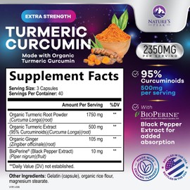 Turmeric Supplement Curcumin 2350mg - with Organic Ginger & Turmeric, BioPerine Black Pepper Extract 95% Curcuminoids - Advanced Absorption Antioxidant & Joint Immune Support - Vegan - 120 Capsules