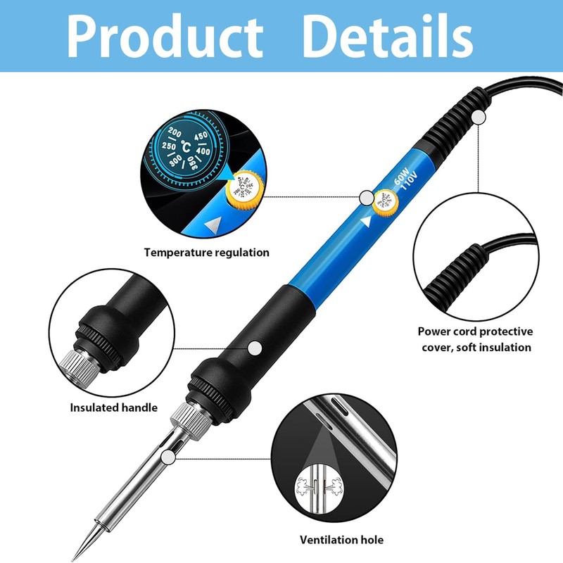 Wood Burning Kit 60W 110V Pyrography Pen Set Adjustable Temperature