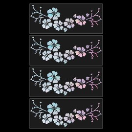 GORGECRAFT 4 Sheets Hibiscus Flower Car Sticker Hawaiian Stickers and Decals Colorful Reflective Stickers Waterproof Vinyl Automotive Exterior Decor for Suv Truck Motorcycle Doors Walls Laptop