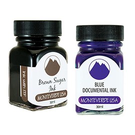 Monteverde 60ml Core Fountain Pen Ink Bottle (30ml Brown Sugar Ink Bottle G309BS, 30ml Blue Documental Ink Bottle G309DU)