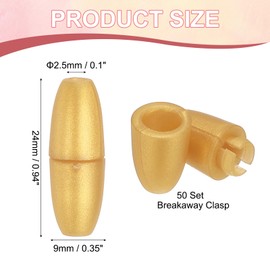 PATIKIL 24mm Breakaway Clasps, 50 Set Plastic Bead Barrel Connectors Lanyard Clips for Necklace Lanyard Bracelet Jewelry Making DIY Craft, Gold