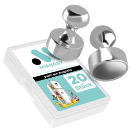 Miangsy Strong Magnets, Pack of 20 Magnets for Magnetic Board, Neodymium Magnets, Extra Strong, Fridge Magnets, Whiteboard Magnets, Cone Magnets for Home, Office and School, Silver