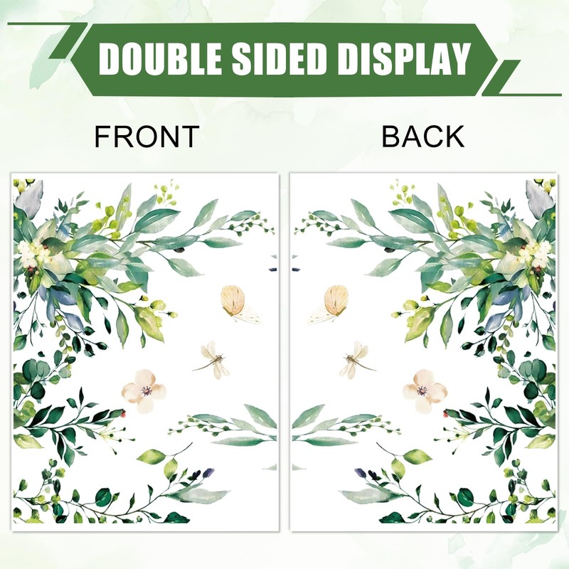 JarThenaAMCS Spring Summer Flowers Window Clings Extra Large Eucalyptus Leaves