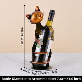 Tooarts Cat Shaped Wine Holder Wine Rack shelf Metal Sculpture Practical Home decoration Crafts