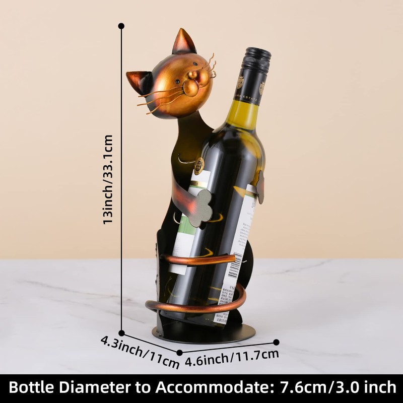 Tooarts Cat Shaped Wine Holder Wine Rack shelf Metal Sculpture