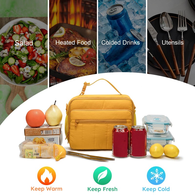 NOL Lunch Bag for Women, 8L Quilted Cooler Tote –