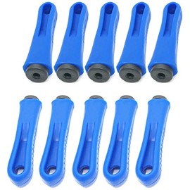 COMOK Ergonomic Rubber File Handle 5mm Diameter Round Hole 90mm Length Anti-slip Plastic Handles Blue 10Pcs
