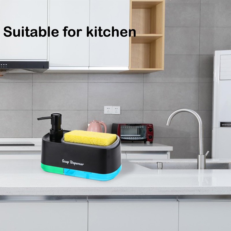 GINZER Dish Soap Dispenser for Kitchen Countertop with Sponge Holder