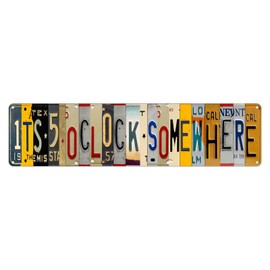 Men Cave Decor, KENSILO Five O Clock Somewhere Metal Tin Signs Vintage Wall Decor for Home Bar Diner Pub Drinking Funny Bar Sign 16 x 4 inches