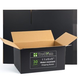 Medium Shipping Boxes, 11x6x6 Inch Black Cardboard Boxes, Pack of 30
