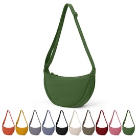 TIAASTAP Crossbody Bags for Women Men Hobos & Shoulder Bags Nylon Crescent Bag Cross Body Bag with Adjustable Strap Solid Color Dumpling Bag for Travel Work School (Green B)