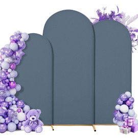 Spandex Arch Backdrop Set - Stretchy Wedding Arch Covers for Birthday Party & Baby Shower (Grayish Blue, 4FT, 5FT, 6FT)