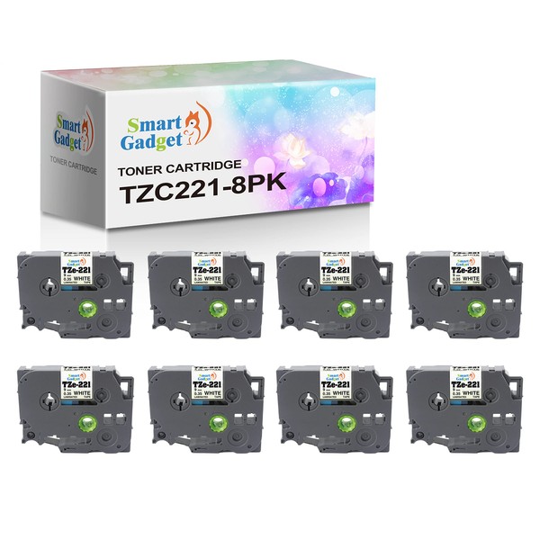 Smart Gadget Compatible LabelTape Replacement TZc-221 TZc221 Black and White