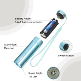 Hilngav 6 Pack Mini Flashlight Set, Aluminum LED Handheld Torches with Lanyard, Assorted Colors, Batteries Included for Party Favors, Night Reading, Camping, Power Outage (Style 1, 6)