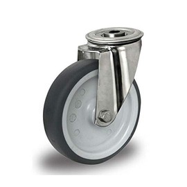 Veluma Industrial Swivel Castor, Stainless Steel & TPE Wheel, Floor-friendly, 100 mm, 100 kg Load Capacity, Pack of 1