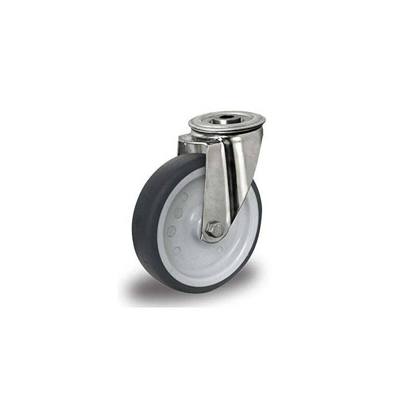 Veluma Industrial Swivel Castor, Stainless Steel & TPE Wheel, Floor-friendly,