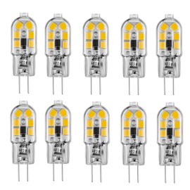 Sriomny G4 LED Bulbs 12V 2W [10-Pack] 3000K Warm White, 20W Halogen Replacement, 180LM - JC Bi-Pin Base for Bedroom, Chandelier, Cabinet Lights IP65 Waterproof