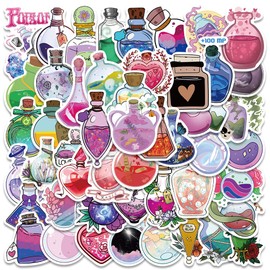 50 Pcs Magic Bottle Stickers for Kids Teens Adults Boys Girls,Stickers Pack for Laptop,Skateboard,Luggage,Car,Bike,Cup,Computer,Water Bottle Decor,Magic Bottle Vinyl Waterproof Sticker Decals
