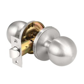 KNOBWELL Brushed Nickel Closet Door Knob, Interior Door Knobs with Round Ball Shape Knob, Passage Hallway Door Knob, Keyless Non-Locking Satin Nickel Indoor Door Knob, 1 Pack
