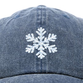 DALIX ICY Snowflake Hat Womens Baseball Cap in Washed Navy Blue