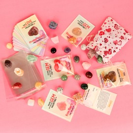 Valentines Day Gifts for Kids,28 Pack Valentines Day Cards with Natural Gemstone Crystals Rocks Minerals Bulk,Valentines Day Exchange Cards for Kids Classroom School Party Favors for Boys Girls (#1)