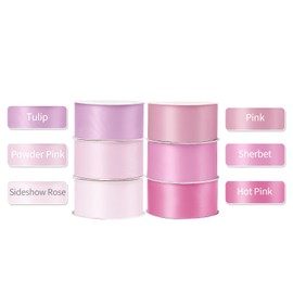 Yardinys Satin Ribbon 1-1/2 Inch Fabric Ribbon, Pink Ribbon Assortment Double Faced Ribbon for Gift Wrapping Flower Bouquet Wedding Party Decoration Hair Bows DIY Crafts- 10 Yards/Roll, Total 60Yds