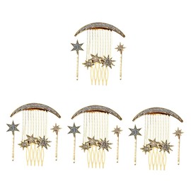 Minkissy 4sets Retro Hair Accessories Delicate Star Moon Hairpins Combs Premium for Weddings Special Occasions for Enhancing Your Look and Adding Charm