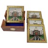 Purpledip Pinewood Gemstone Coasters (Set of 6): Taj Mahal (10716A)