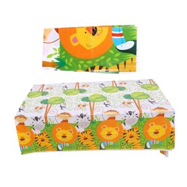 VILLFUL 2pcs Animal Printed Peva Tablecloth Oil-Resistant Washable Jungle Tablecloth for