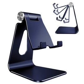 Adjustable Cell Phone Stand, CreaDream Phone Stand, Cradle, Dock, Holder, Aluminum Desktop Stand Compatible With Phone Xs Max Xr 8 7 6 6s Plus SE Charging, Accessories Desk,All Mobile Phones-Navy Blue