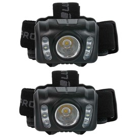 LUXPRO LP345V2 LED Headlamp - Bright 300 Lumen Head Lamp for Outdoors, Camping & Hiking - 6 Light Modes White, Green & Red Light - IPX4 Waterproof - Adjustable Headband - Batteries Included - 2 Pack