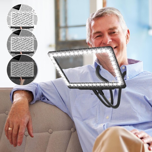 NZQXJXZ Hands Free Magnifying Glass with Light, 5X Large Magnifiers
