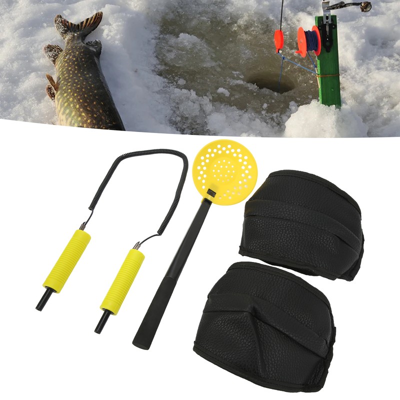Ice Fishing Spoon Ice Picks Knee Pads Set Winter Outdoor
