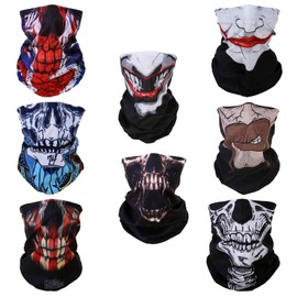 SMEHCF 8 Skull Vampire Headband Bandana Balaclava Half Face Mask Shield Head Hair Scarf Neck Gaiter Hat Multipurpose for Women Men Breathable Reusable Washable Red Blue Brown Black White