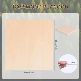 24 Pieces 1/16" x10" x 10" Craft Wood Basswood Sheets Thin Wood Slices Craft Project Board Unfinished Plywood for Laser Cutting DIY Wooden Plate Model Wooden House Aircraft School Wood Engraving
