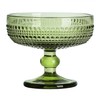 WAIT FLY Vintage Embossed Beads Glass Dessert Bowl Footed Trifle