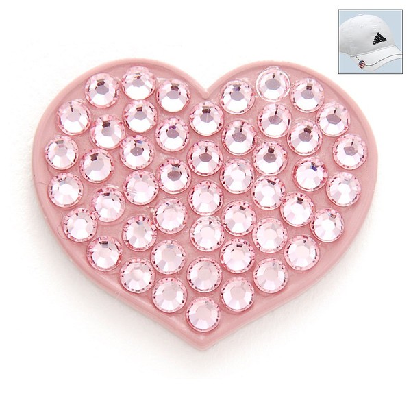 Bonjoc Crystal Golf Ball Marker & Hat Clip - Innocence - Light Pink Heart