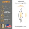 Sunlite 80679 LED Filament Flame Tip Chandelier Light Bulb, 4