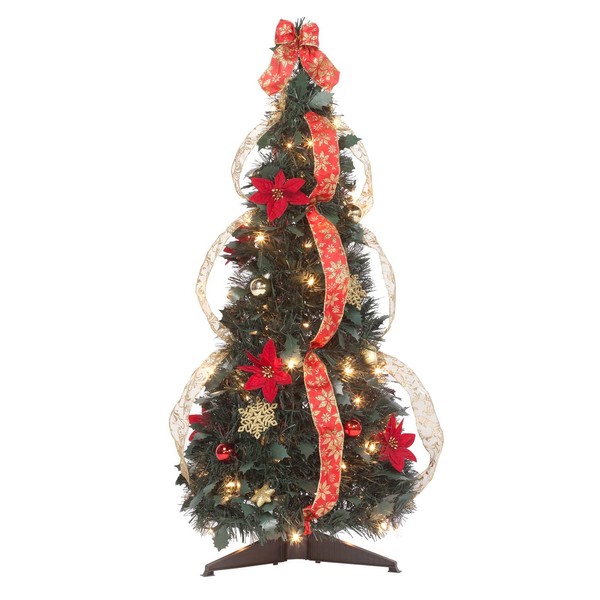 3' Red Poinsettia Pull-Up Tree by Holiday PeakTM