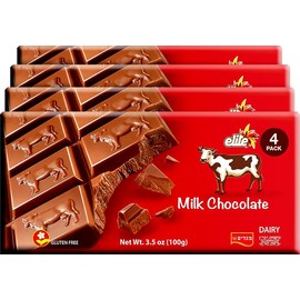 Elite Milk Chocolate Bars, 3.5 oz (4 Pack) | Smooth & Creamy | Premium Rich Milk Chocolate | Gluten-Free | Product of Israel